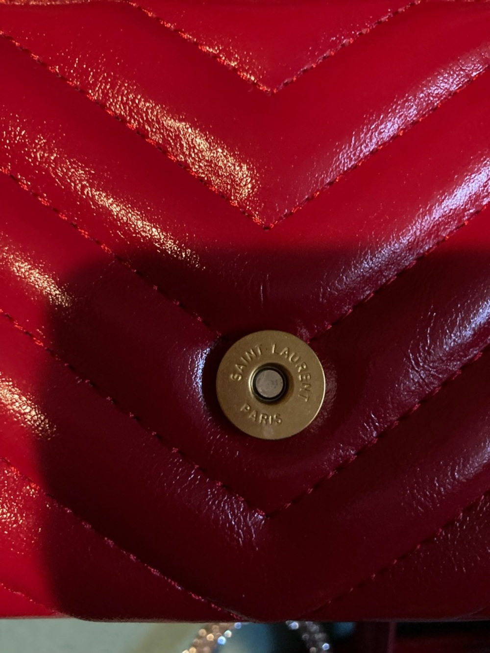 Saint Laurent Red Quilted Leather Crossbody with Gold Hardware - Picture 6 of 10